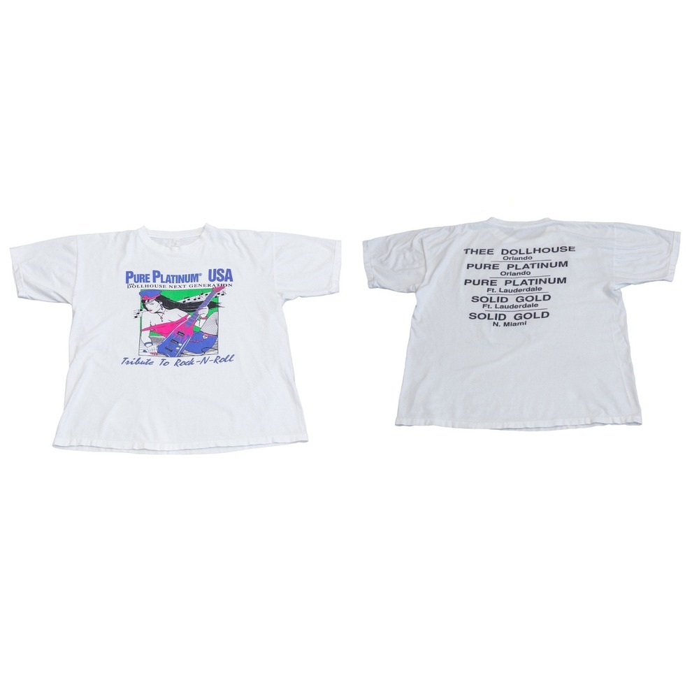 Vntg‎ Early 90s Pure Platinum USA Rock N Roll Graphic T Shirt Single Stitch SZ L